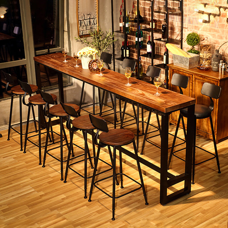 Rectangle Counter Wine Table Footrest Wood Industrial Cocktail Bar Table for Coffee Shop