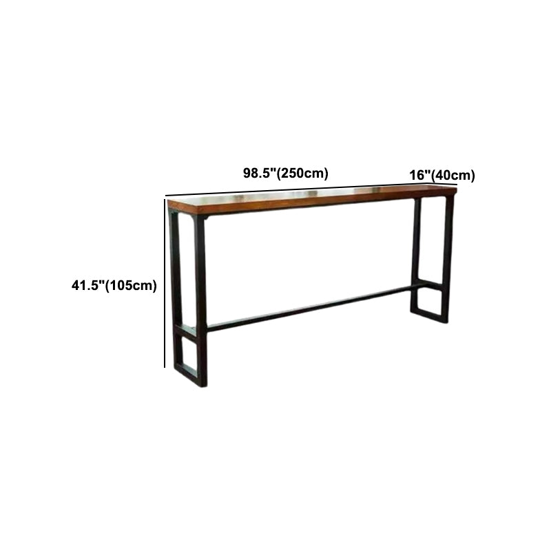 Rectangle Counter Wine Table Footrest Wood Industrial Cocktail Bar Table for Coffee Shop