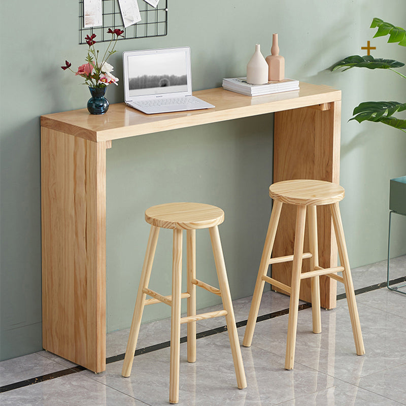 Modern Solid Wood Counter Wine Table Rectangle Fixed Table Indoor Patio Bar Table
