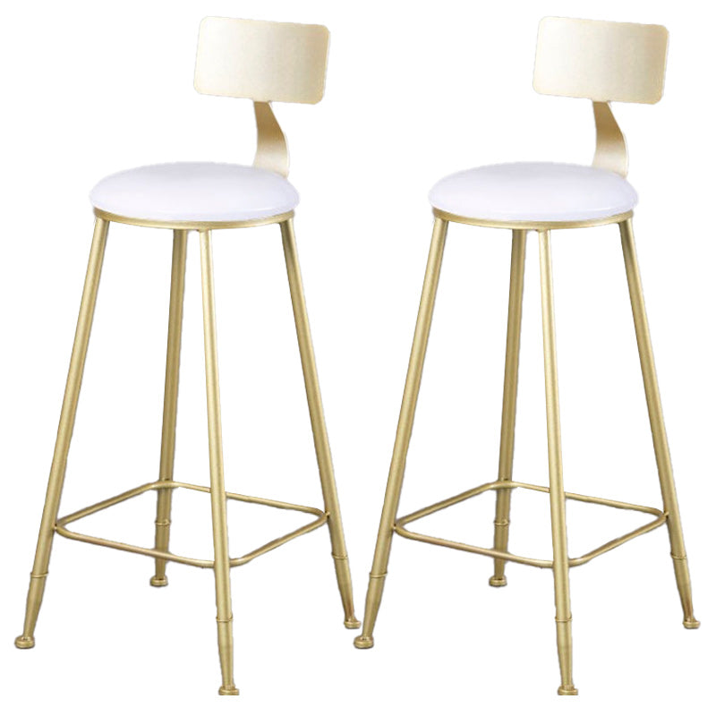 Glam Armless Backrest Counter Stool Iron Kitchen Bar Stool with Leather Cushion and Pedal