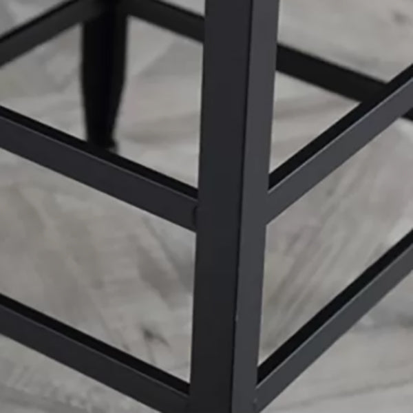 Industrial Armless Counter Stool Iron Cafe Bar Stool with Leather Cushion