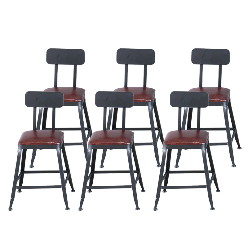 Industrial Armless Counter Stool Iron Cafe Bar Stool with Leather Cushion