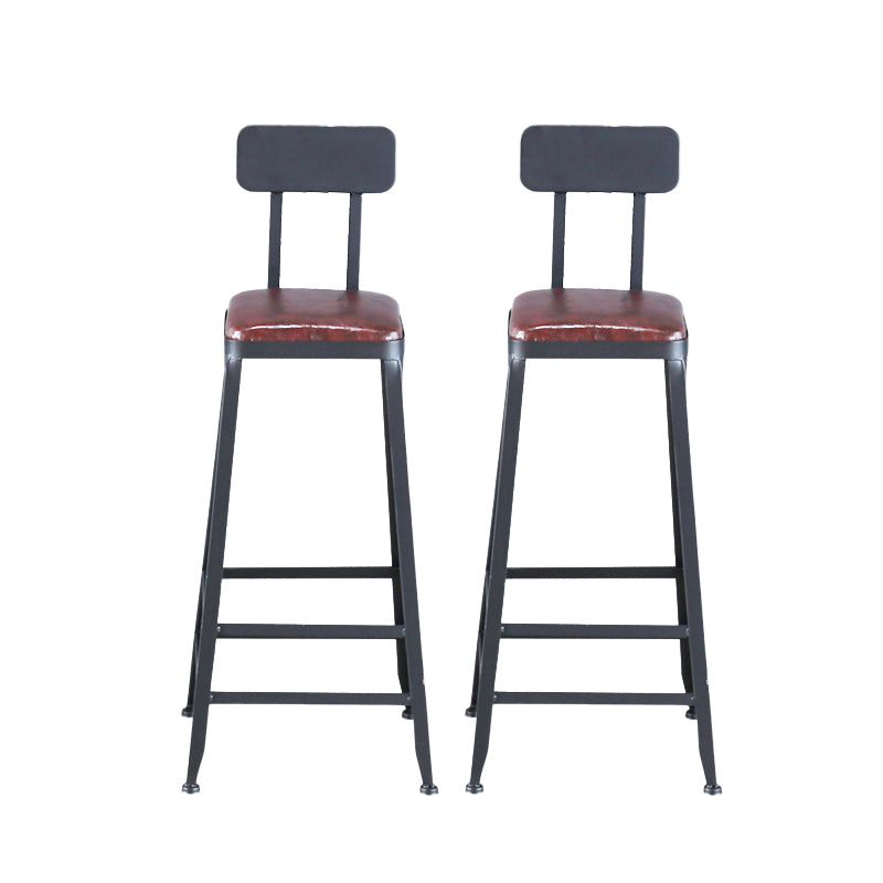 Industrial Armless Counter Stool Iron Cafe Bar Stool with Leather Cushion