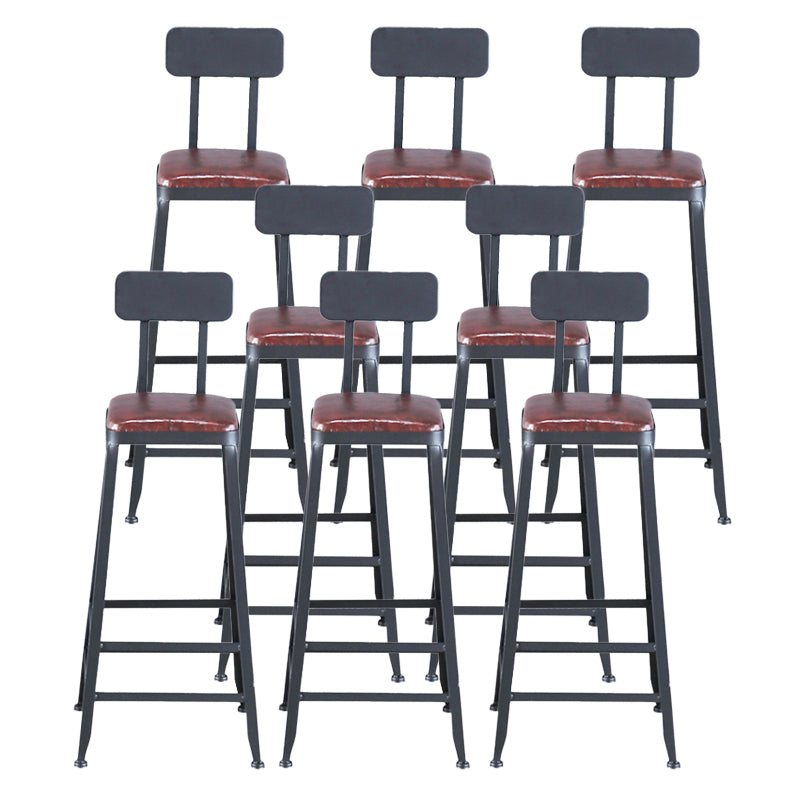 Industrial Armless Counter Stool Iron Cafe Bar Stool with Leather Cushion