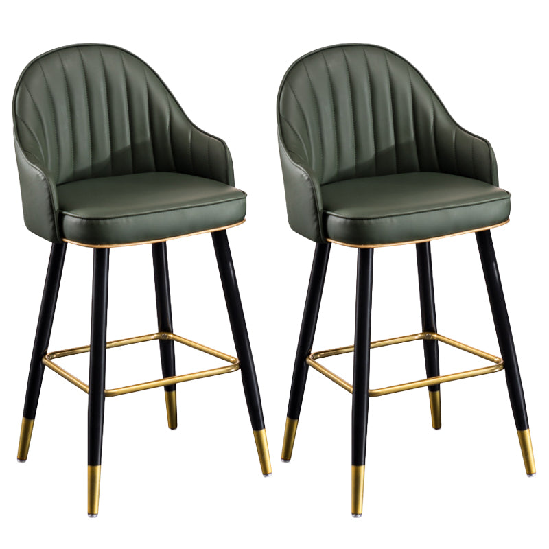 Scandinavian Armed Reception Stool Matte Finish Leather Barstool
