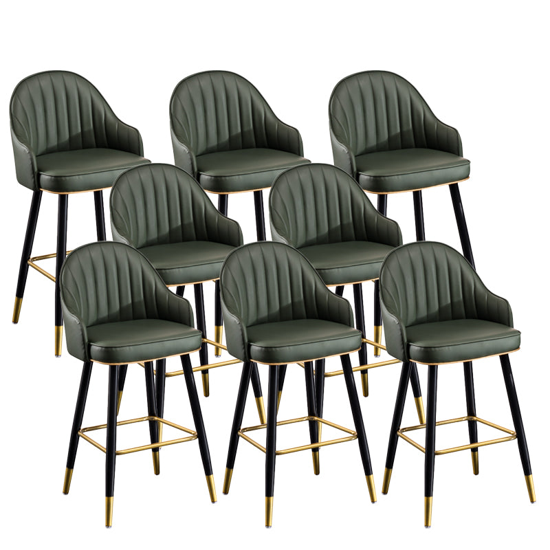 Scandinavian Armed Reception Stool Matte Finish Leather Barstool