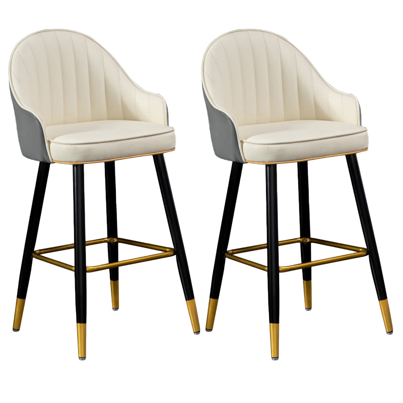 Scandinavian Armed Reception Stool Matte Finish Leather Barstool
