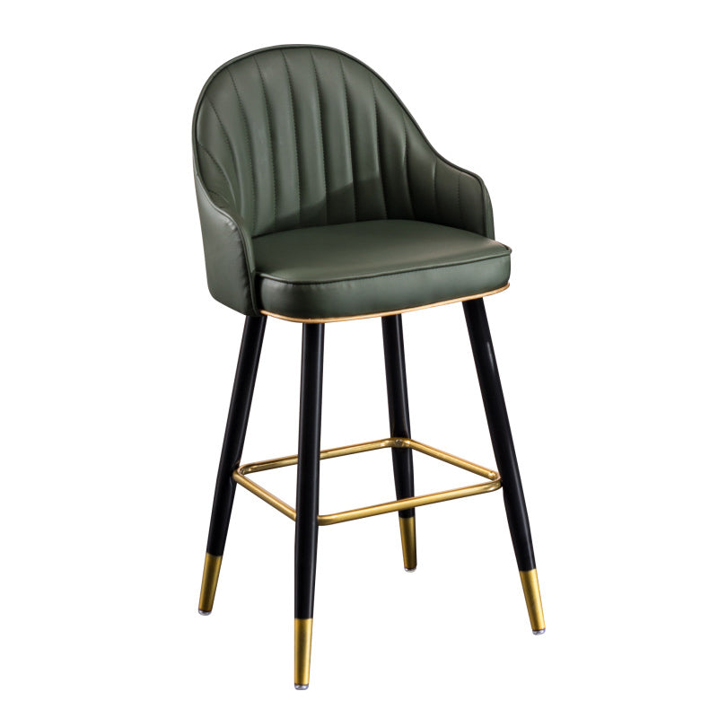 Scandinavian Armed Reception Stool Matte Finish Leather Barstool