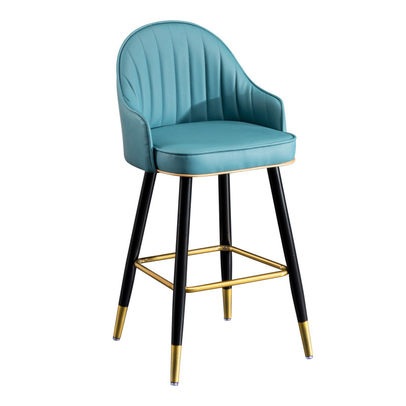 Scandinavian Armed Reception Stool Matte Finish Leather Barstool