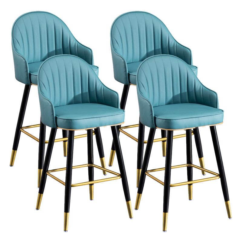 Scandinavian Armed Reception Stool Matte Finish Leather Barstool