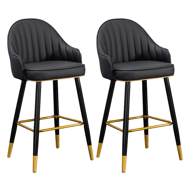 Scandinavian Armed Reception Stool Matte Finish Leather Barstool
