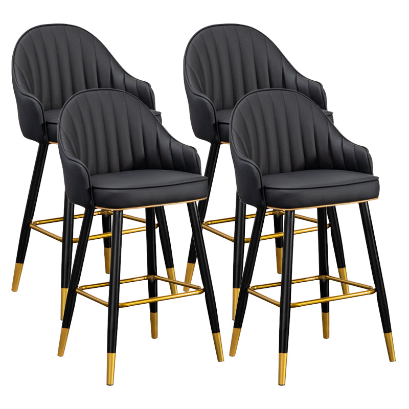 Scandinavian Armed Reception Stool Matte Finish Leather Barstool