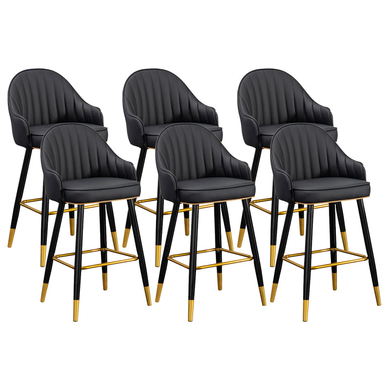 Scandinavian Armed Reception Stool Matte Finish Leather Barstool