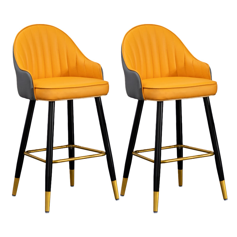 Scandinavian Armed Reception Stool Matte Finish Leather Barstool