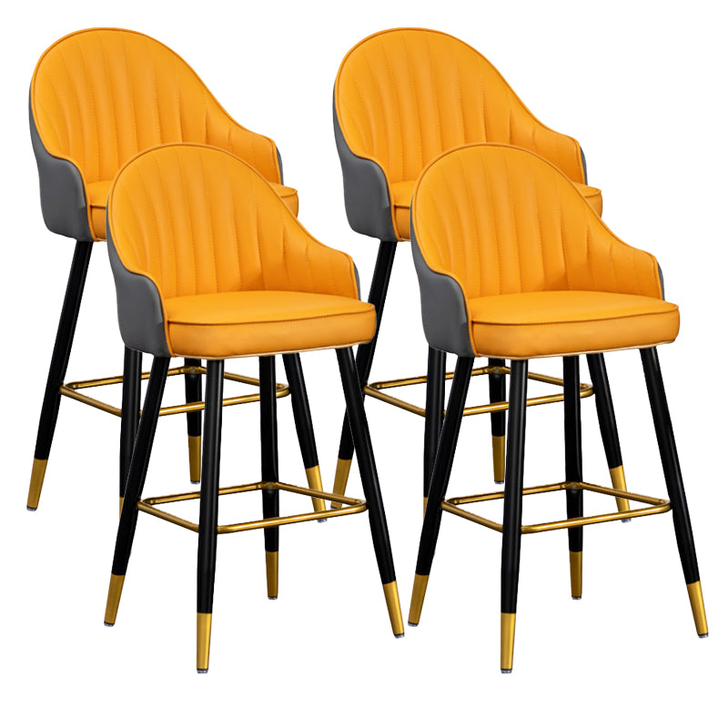 Scandinavian Armed Reception Stool Matte Finish Leather Barstool