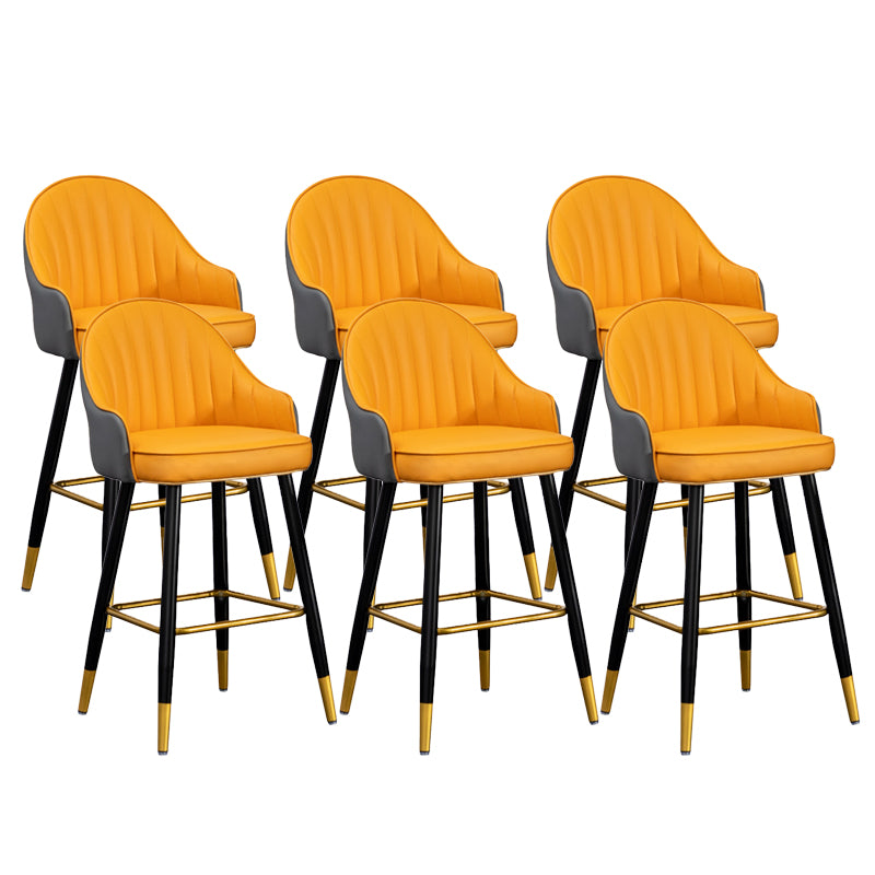 Scandinavian Armed Reception Stool Matte Finish Leather Barstool