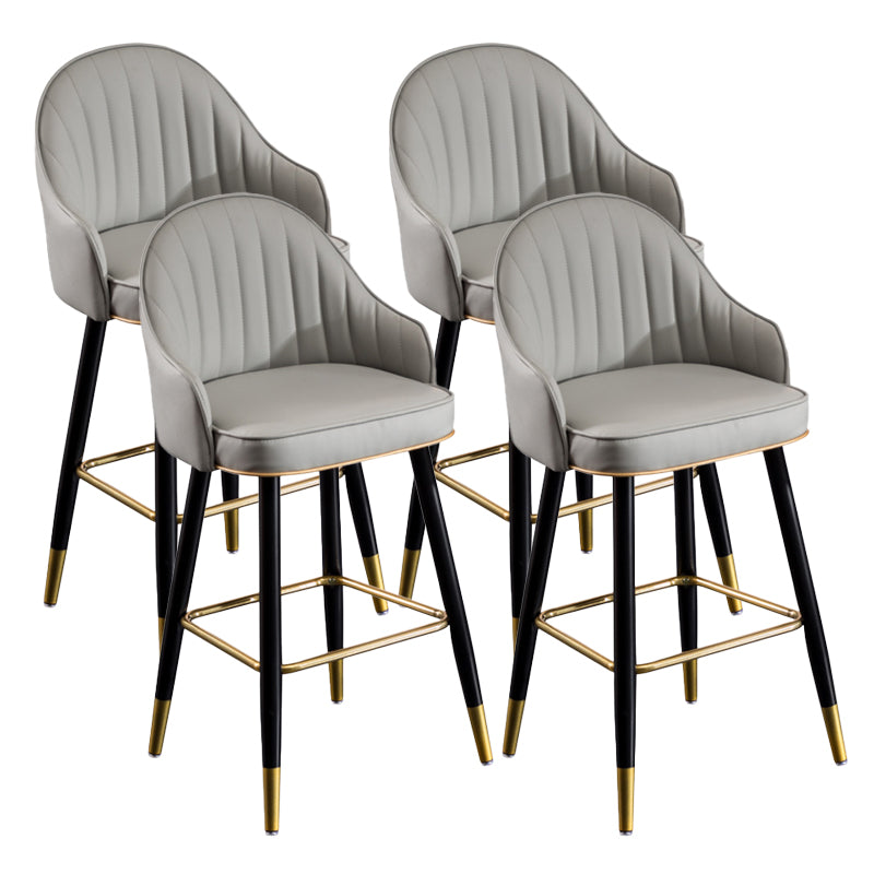 Scandinavian Armed Reception Stool Matte Finish Leather Barstool