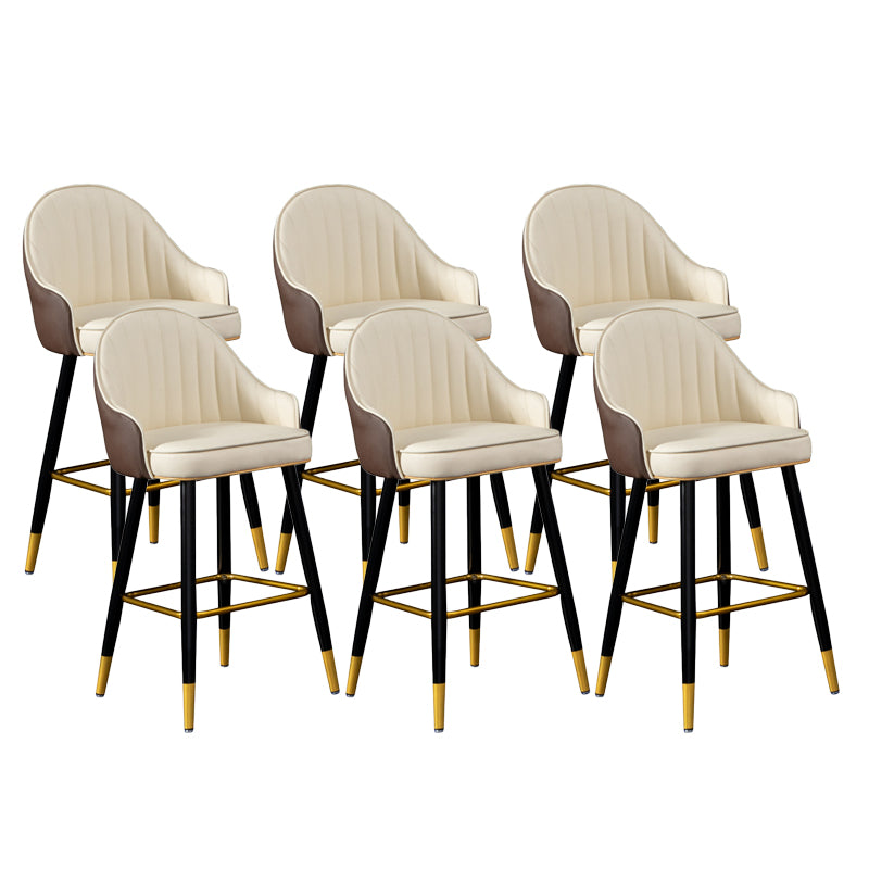 Scandinavian Armed Reception Stool Matte Finish Leather Barstool