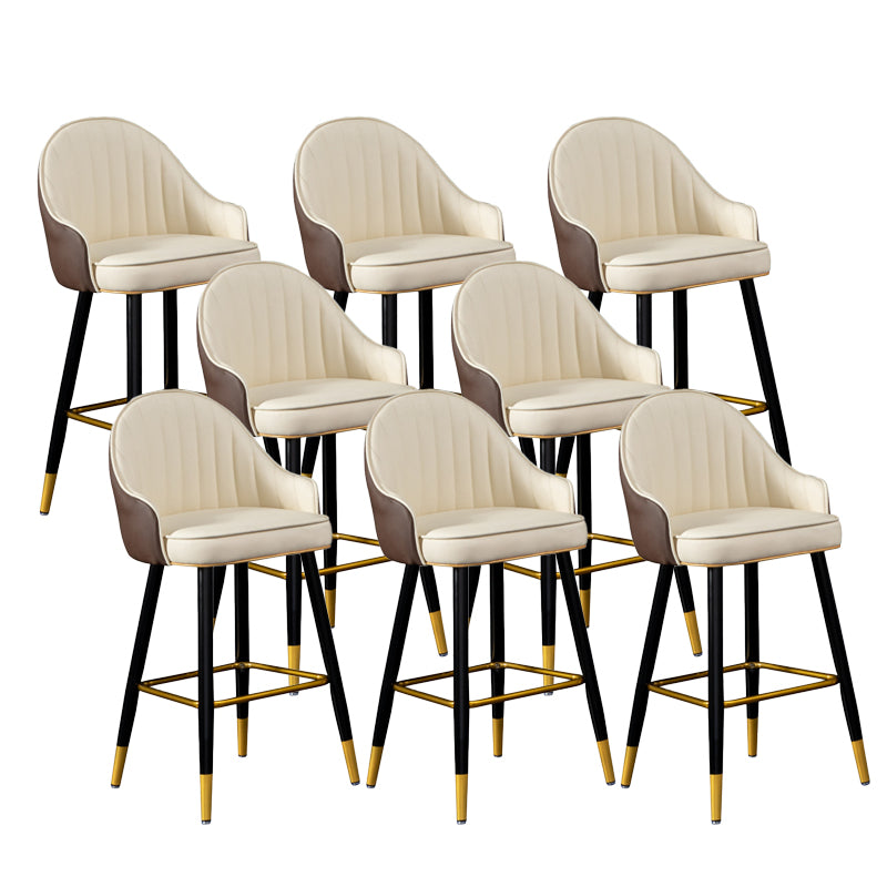 Scandinavian Armed Reception Stool Matte Finish Leather Barstool