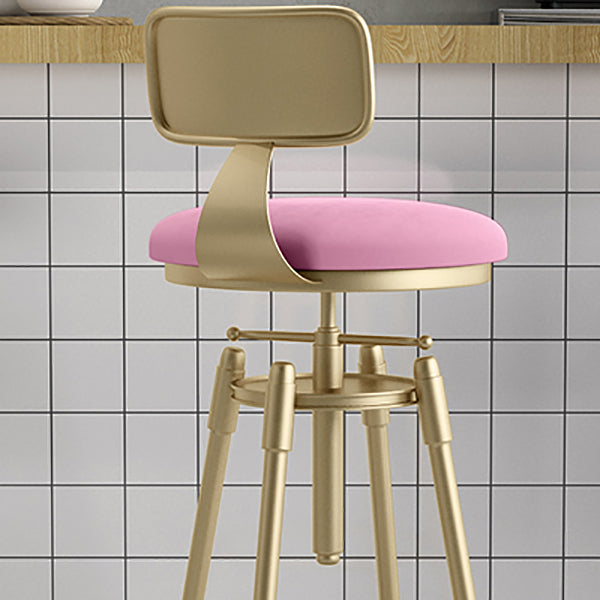 Glam Liftable Rotatable Counter Stool Iron Cafe Bar Stool with Cushion and Pedal