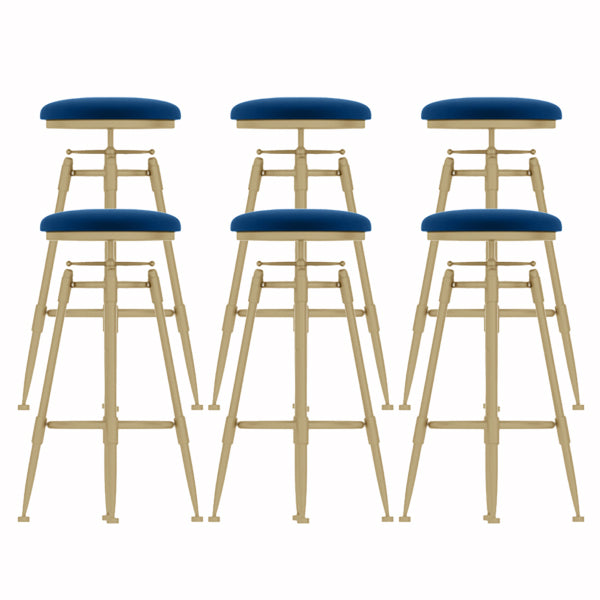 Glam Liftable Rotatable Counter Stool Iron Cafe Bar Stool with Cushion and Pedal