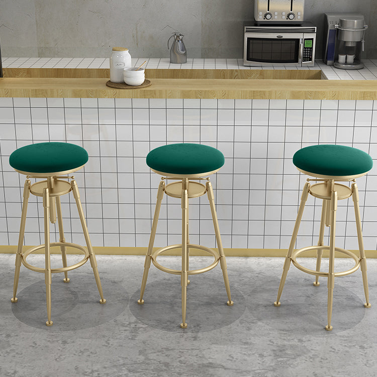 Glam Liftable Rotatable Counter Stool Iron Cafe Bar Stool with Cushion and Pedal