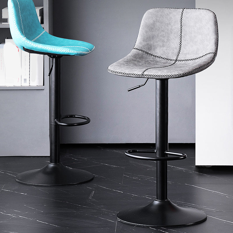 Home Modern Adjustable Height Stool Matte Finish Leather Barstool