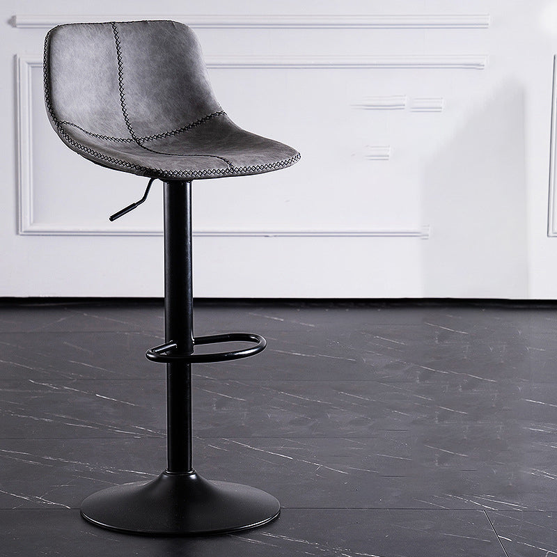 Home Modern Adjustable Height Stool Matte Finish Leather Barstool