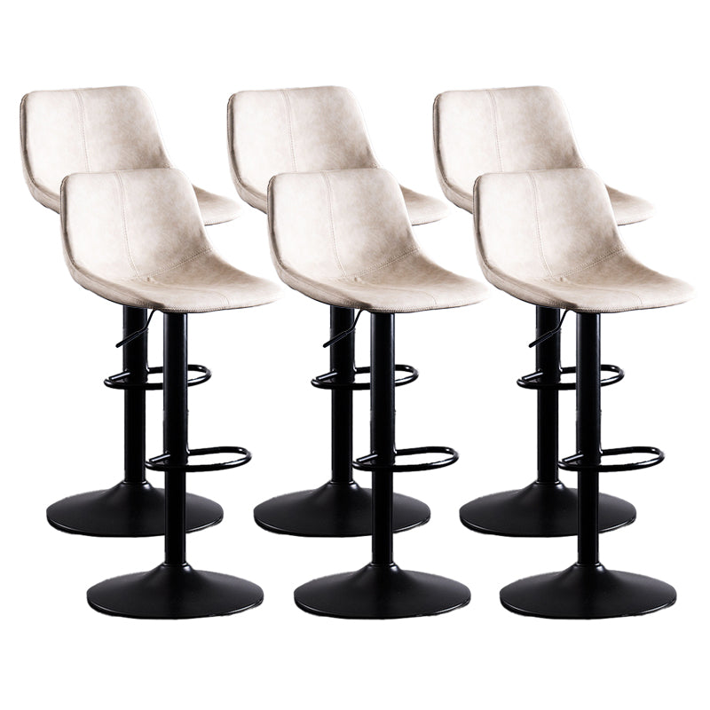 Home Modern Adjustable Height Stool Matte Finish Leather Barstool
