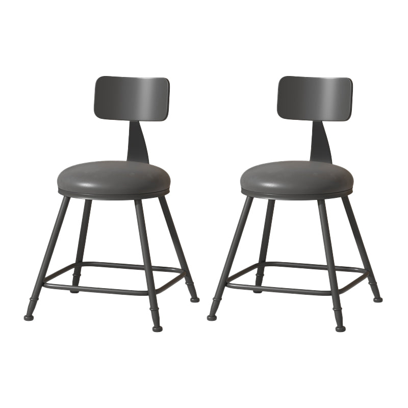 Modern Armless Backrest Counter Stool Iron Cafe Bar Stool with Leather Cushion