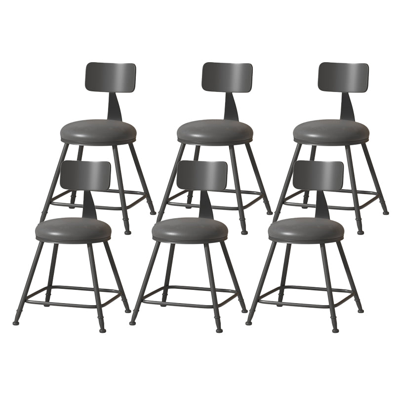 Modern Armless Backrest Counter Stool Iron Cafe Bar Stool with Leather Cushion