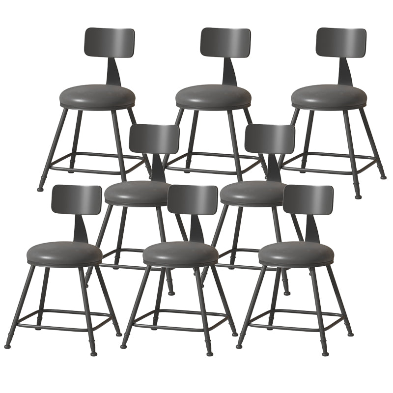 Modern Armless Backrest Counter Stool Iron Cafe Bar Stool with Leather Cushion