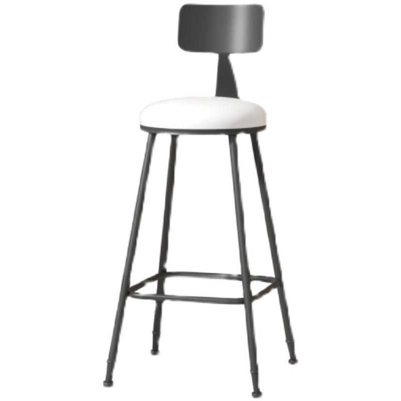 Modern Armless Backrest Counter Stool Iron Cafe Bar Stool with Leather Cushion