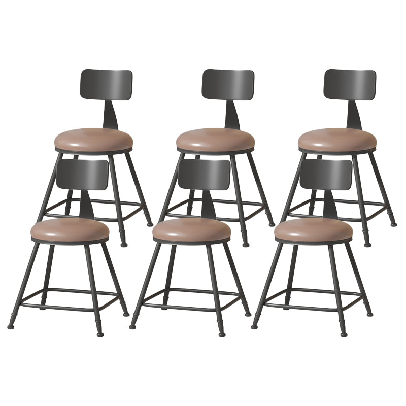 Modern Armless Backrest Counter Stool Iron Cafe Bar Stool with Leather Cushion