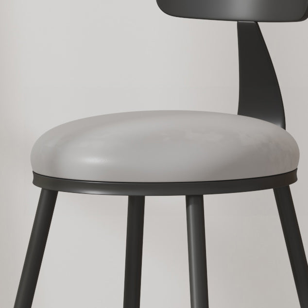 Modern Armless Backrest Counter Stool Iron Cafe Bar Stool with Leather Cushion