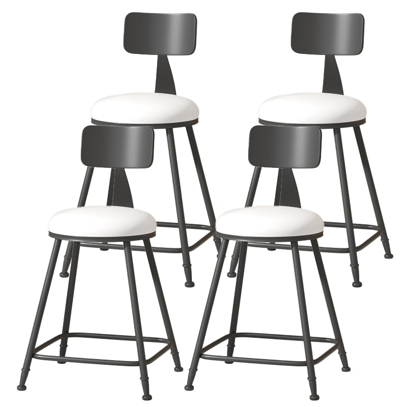 Modern Armless Backrest Counter Stool Iron Cafe Bar Stool with Leather Cushion