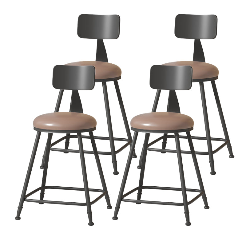 Modern Armless Backrest Counter Stool Iron Cafe Bar Stool with Leather Cushion