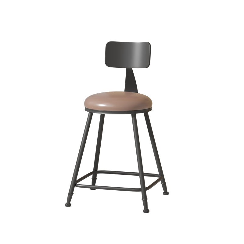 Modern Armless Backrest Counter Stool Iron Cafe Bar Stool with Leather Cushion
