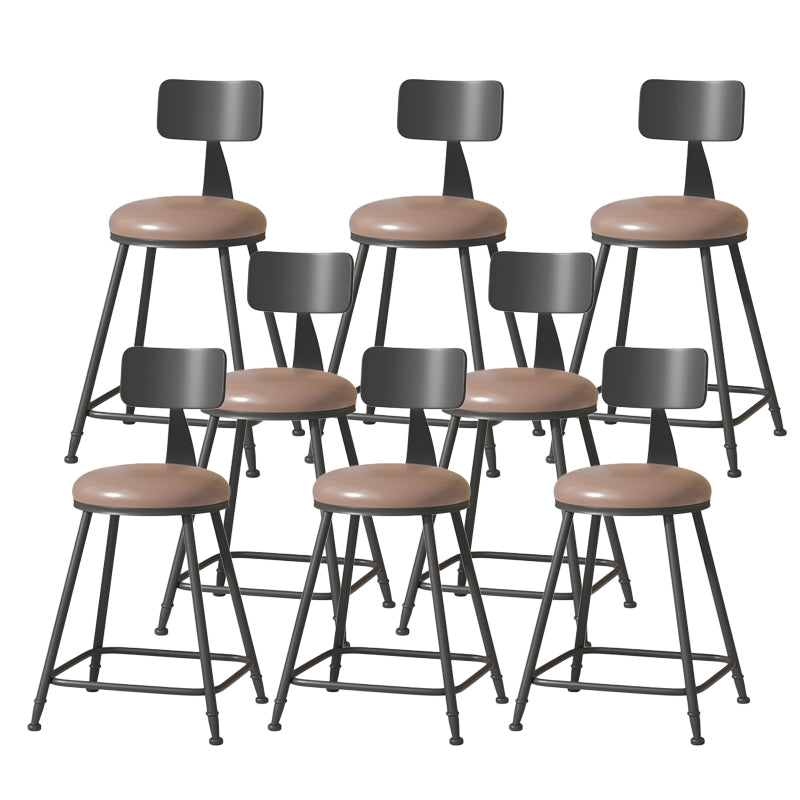 Modern Armless Backrest Counter Stool Iron Cafe Bar Stool with Leather Cushion