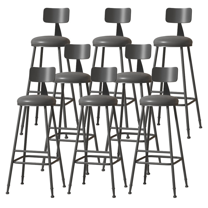 Modern Armless Backrest Counter Stool Iron Cafe Bar Stool with Leather Cushion