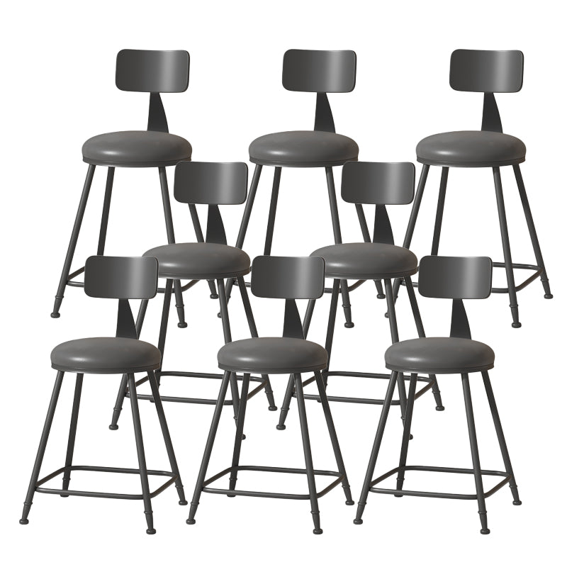 Modern Armless Backrest Counter Stool Iron Cafe Bar Stool with Leather Cushion