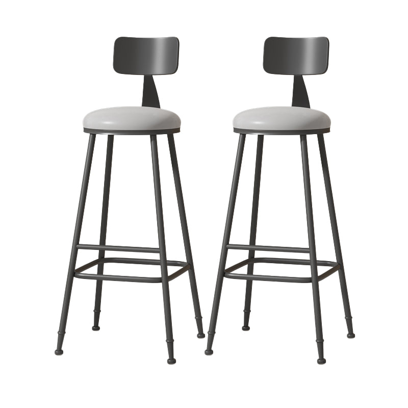 Modern Armless Backrest Counter Stool Iron Cafe Bar Stool with Leather Cushion