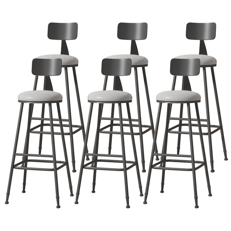Modern Armless Backrest Counter Stool Iron Cafe Bar Stool with Leather Cushion