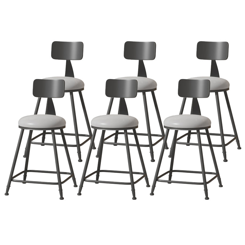 Modern Armless Backrest Counter Stool Iron Cafe Bar Stool with Leather Cushion