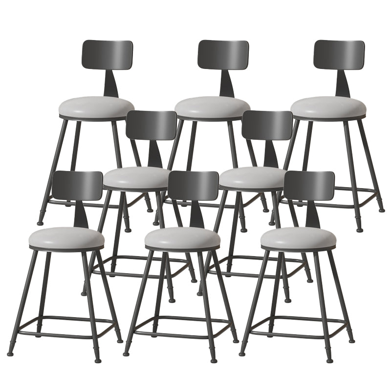 Modern Armless Backrest Counter Stool Iron Cafe Bar Stool with Leather Cushion