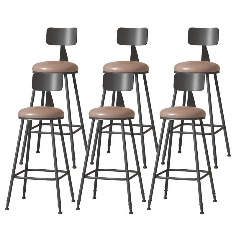Modern Armless Backrest Counter Stool Iron Cafe Bar Stool with Leather Cushion