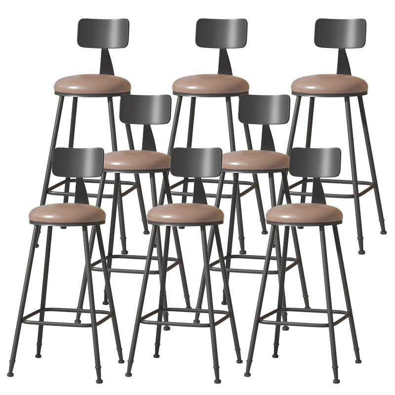 Modern Armless Backrest Counter Stool Iron Cafe Bar Stool with Leather Cushion