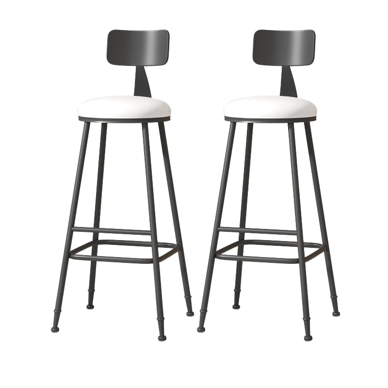 Modern Armless Backrest Counter Stool Iron Cafe Bar Stool with Leather Cushion