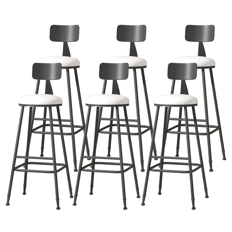 Modern Armless Backrest Counter Stool Iron Cafe Bar Stool with Leather Cushion