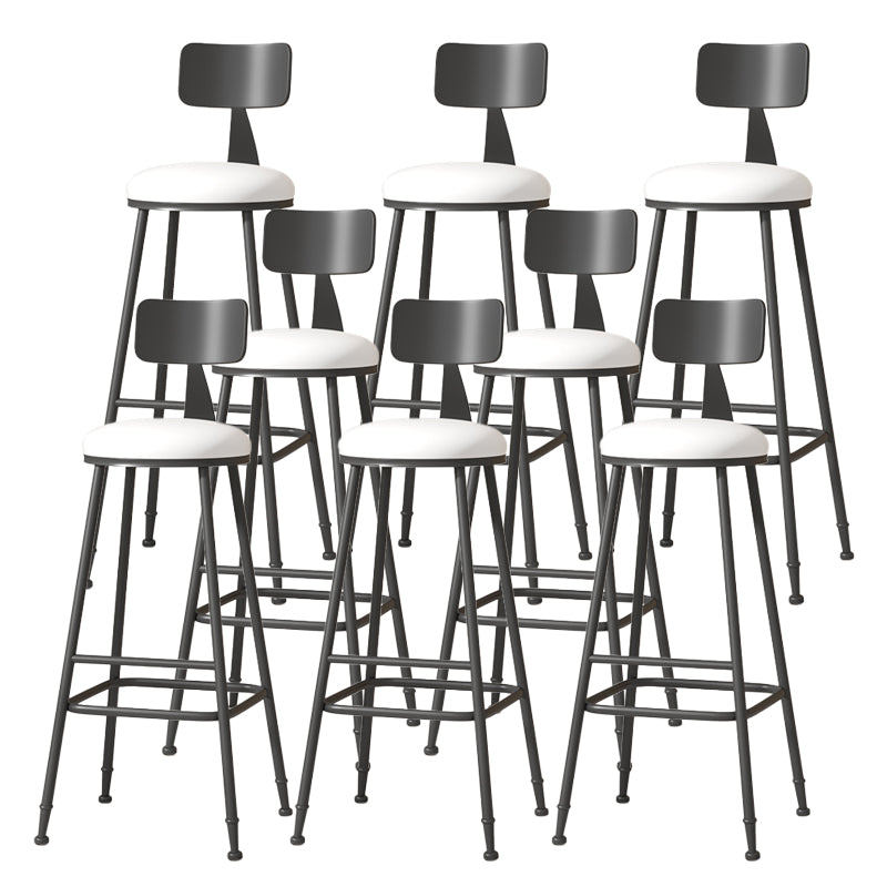 Modern Armless Backrest Counter Stool Iron Cafe Bar Stool with Leather Cushion
